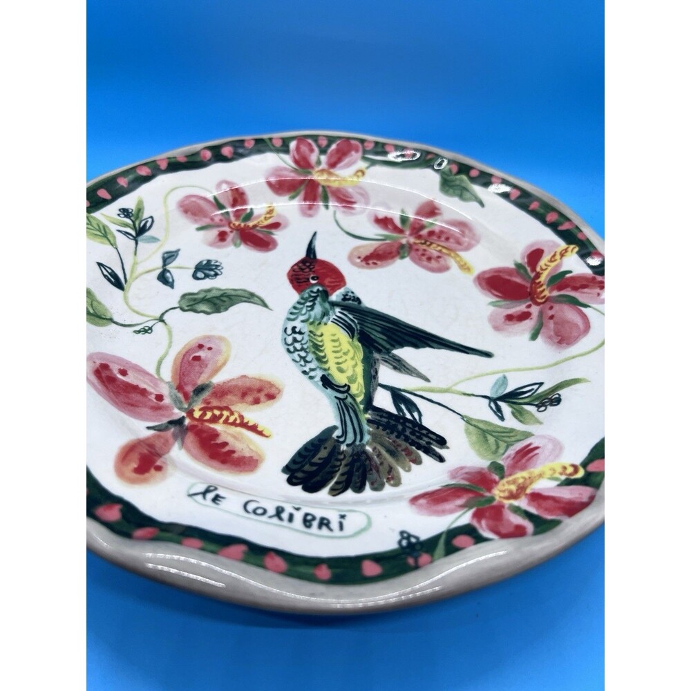 Anthropologie NATHALIE LETE Dinner Plate COLIBRI Hummingbird Francophile 10" - Picture 1 of 9